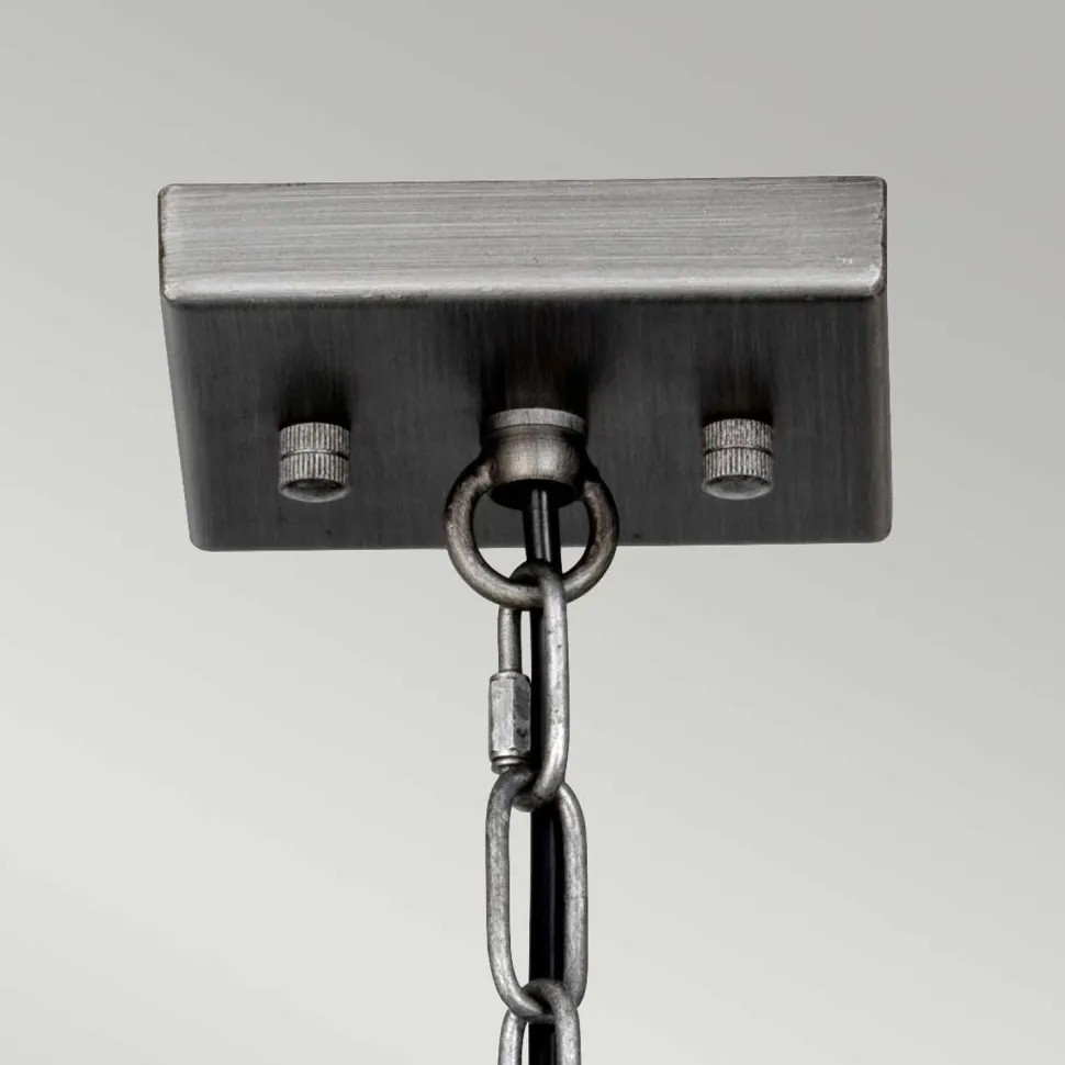 Pendelleuchte Metall Glas B: 39,4 cm Gunmetal Grau 4x E27