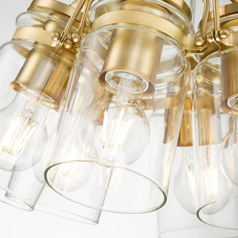 Pendelleuchte Metall Glas 6x E27 in Messing verstellbar