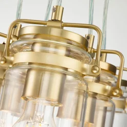 Pendelleuchte Metall Glas 6x E27 in Messing verstellbar