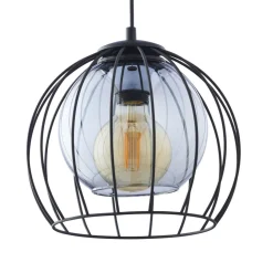 Pendelleuchte Metall Glas Ø 26 cm Schwarz Grau E27