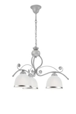 Pendelleuchte Metall Glas 3-flmg Jugendstil Küche