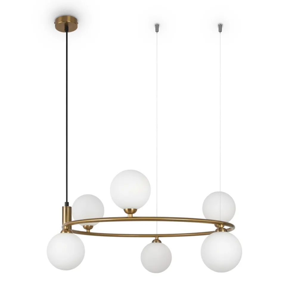 Pendelleuchte Metall Glas G9 58 cm breit H: max. 178 cm