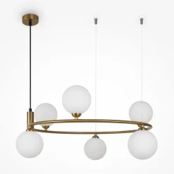 Pendelleuchte Metall Glas G9 58 cm breit H: max. 178 cm