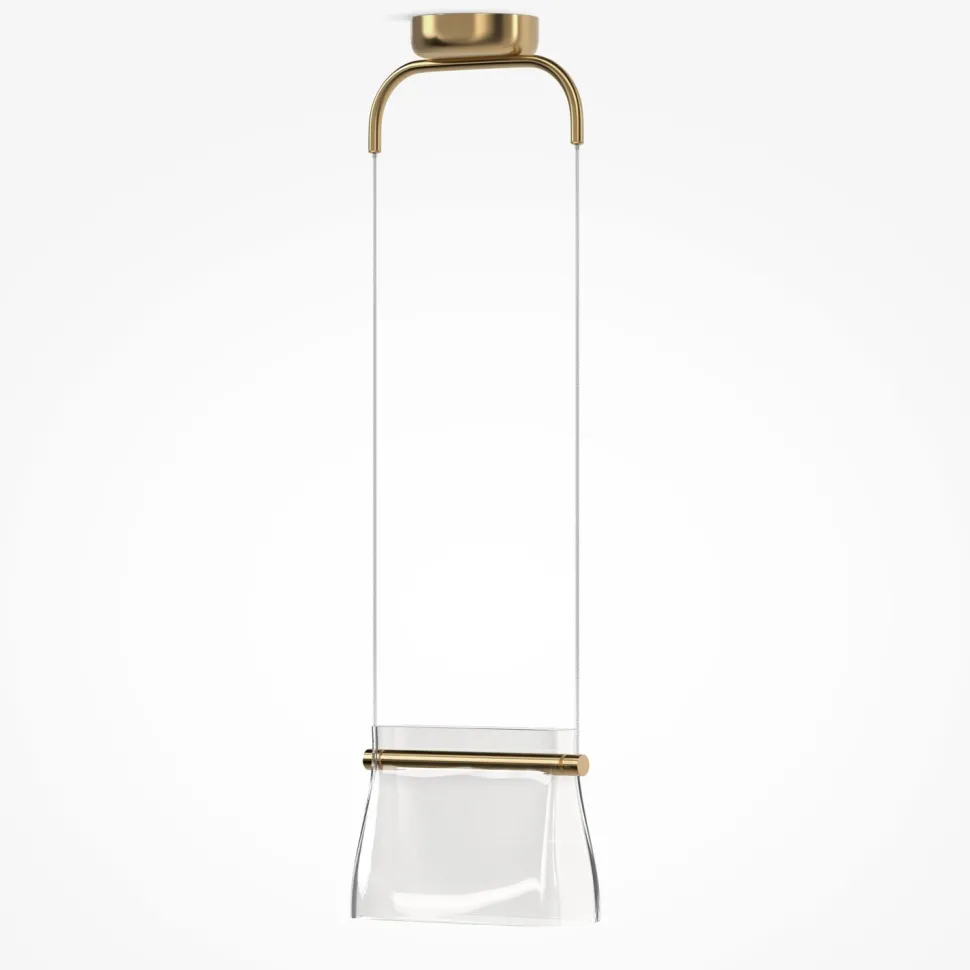 Pendelleuchte Metall Glas LED H: max. 329 cm in Messing