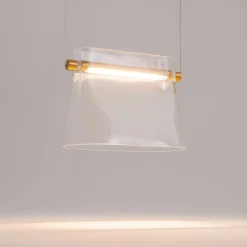 Pendelleuchte Metall Glas LED H: max. 329 cm in Messing