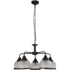 Pendelleuchte Metall Glas Ø 58 cm Schwarz Klar Vintage