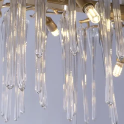 Pendelleuchte Metall Glas stilvoll L:117 cm G9 in Gold