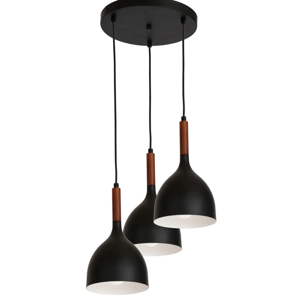 Pendelleuchte Metall Holz Skandinavisch Schwarz