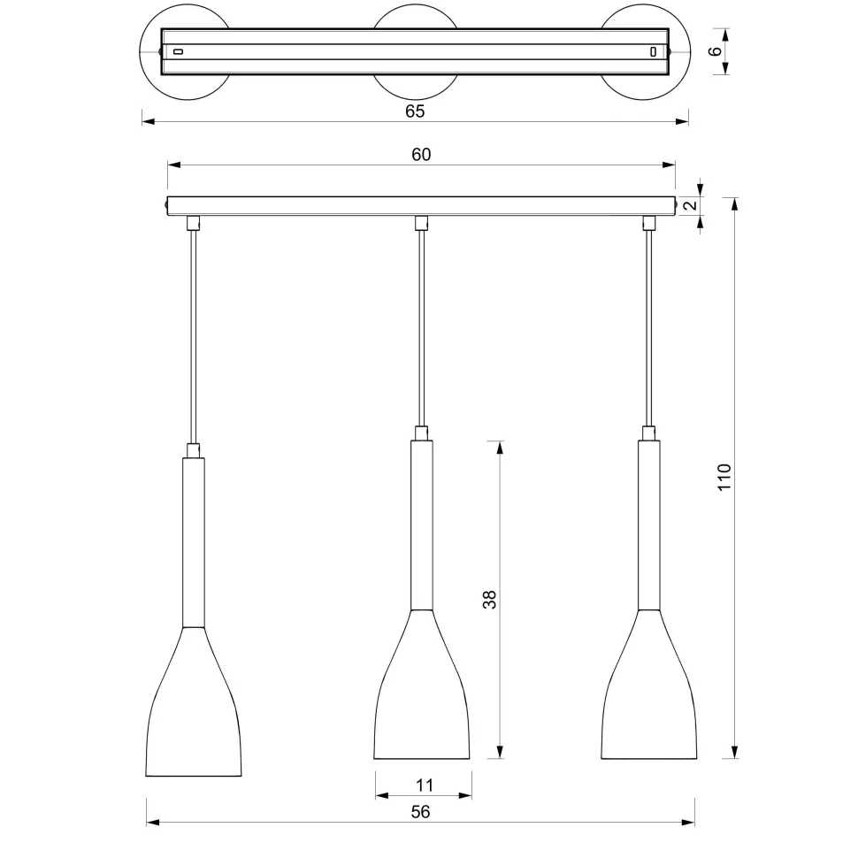 Pendelleuchte Metall Holz Schwarz 3-flammig E27