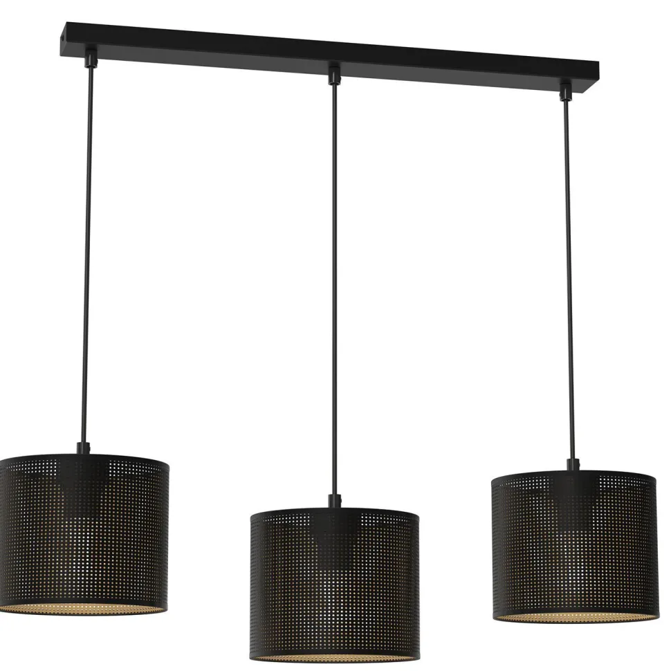 Pendelleuchte Metall in Schwarz Gold 75 cm E27 Loft