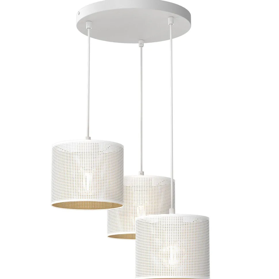 Pendelleuchte Metall in Weiß Gold Ø45 cm E27 Loft