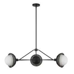 Pendelleuchte Metall Rattan Glas 101,4 cm breit 3x E14