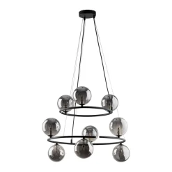 Pendelleuchte Metall Rauchglas G9 Schwarz Graphit 2 Ringe