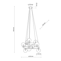 Pendelleuchte Metall Rauchglas G9 Schwarz Graphit 2 Ringe