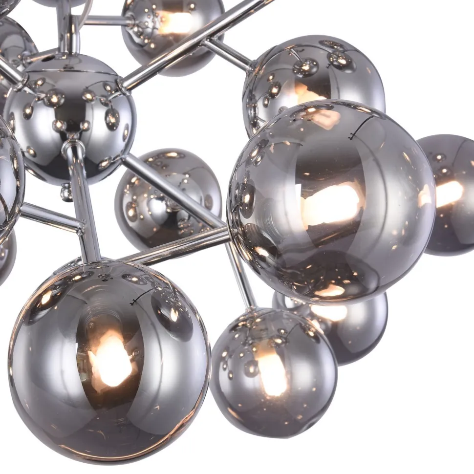 Pendelleuchte Metall Rauchglas B: 65 cm Chrom Rauchgrau