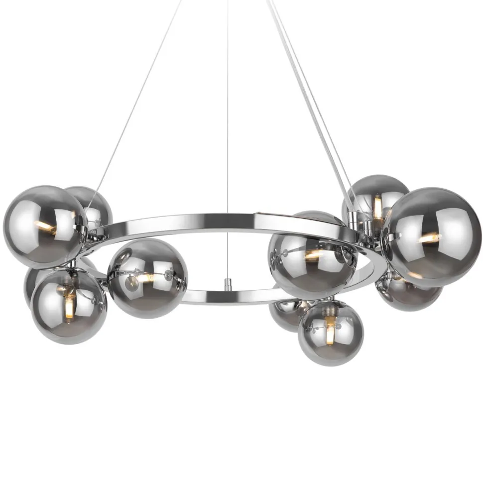 Pendelleuchte Metall Rauchglas G9 B: 67 cm Kugelschirm