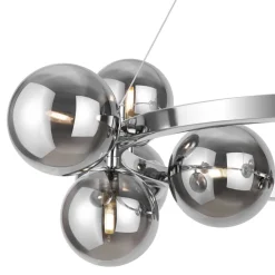 Pendelleuchte Metall Rauchglas G9 B: 67 cm Kugelschirm