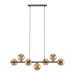 Pendelleuchte Metall Rauchglas L: 90 cm H: max. 153 cm 7x G9
