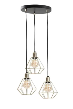 Pendelleuchte Metall Schwarz Gold Draht 3-flammig