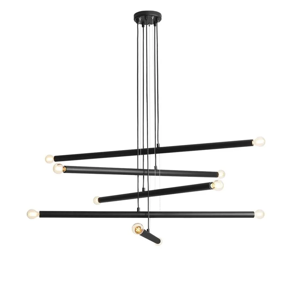 Pendelleuchte Metall Schwarz E14 10-flammig 100 cm lang