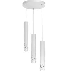 Pendelleuchte Metall Weiß Chrom GU10 3-flmg Ø30 cm rund