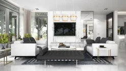 Pendelleuchte Metall Weiß Gold E27 70 cm lang 3-flammig