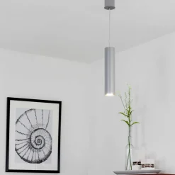 Pendelleuchte Metall Zylinder schmal Ø 5,5 cm Grau GU10