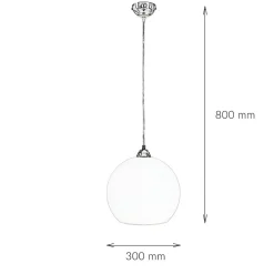 Pendelleuchte mit Glasschirm in Weiß