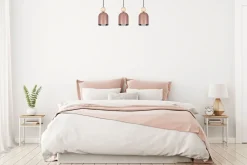 Pendelleuchte Pink Metall Holz 3-flammig E27 66 cm lang