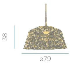 Pendelleuchte Rattan E27 groß Ø 79 cm rund in Natur Boho