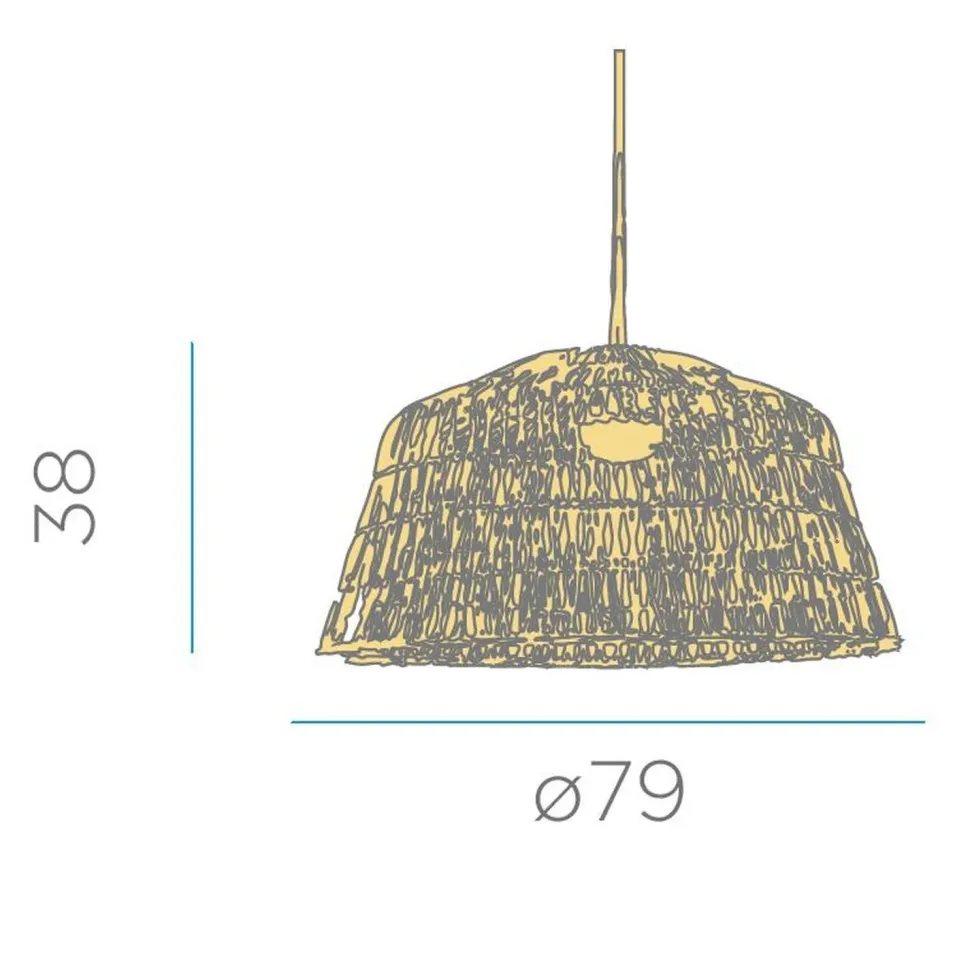 Pendelleuchte Rattan E27 groß Ø 79 cm rund in Natur Boho