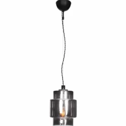 Pendelleuchte Rauchglas 20 cm breit E27 Vintage