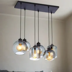 Pendelleuchte Rauchglas 6-flammig E27 verstellbar