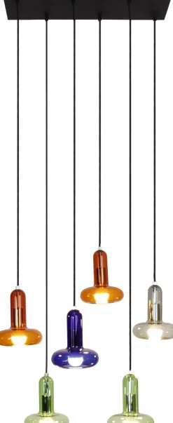 Pendelleuchte Rauchglas Grün Blau Bernstein E14 65 cm
