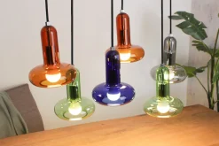 Pendelleuchte Rauchglas Grün Blau Bernstein E14 65 cm