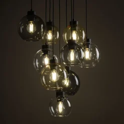 Pendelleuchte Rauchglas H: max. 140 cm verstellbar 9x E27