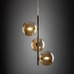 Pendelleuchte Rauchglas Metall B: 23cm in Gold Bernstein MIEKE