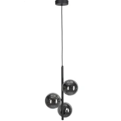 Pendelleuchte Rauchglas Metall B: 23 cm Kugelschirme