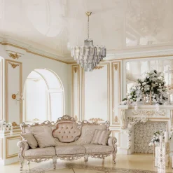 Pendelleuchte Rauchglas Metall E14 B: 60,8 cm Kristall