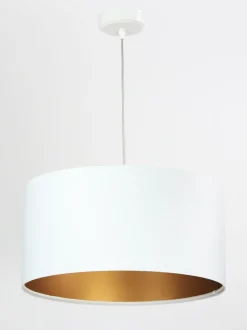 Pendelleuchte ROSIE Weiß Gold Retro rund Esstisch