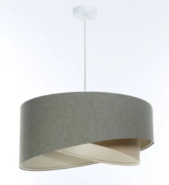 Pendelleuchte rund Ø 40 cm E27 Grün Beige Stoff Modern