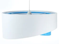 Pendelleuchte rund Ø 50 cm E27 Weiß Blau Stoff Velours Optik