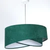 Pendelleuchte rund Ø 50 cm E27 Stoff Velours Optik Grün Weiß