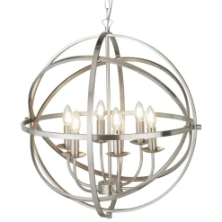 Pendelleuchte rund Ø 60 cm in Silber matt 6-flammig E14