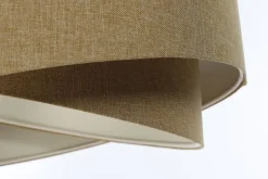 Pendelleuchte rund D: 50 cm E27 Beige Stoff Schirm Boho