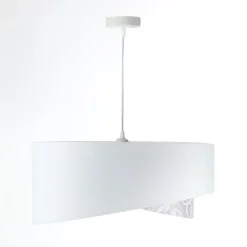 Pendelleuchte rund D: 50 cm E27 Weiß Grau Stoffschirm