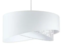 Pendelleuchte rund D: 50 cm E27 Weiß Grau Stoffschirm