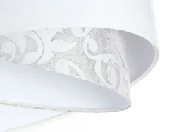 Pendelleuchte rund D: 50 cm E27 Weiß Grau Stoffschirm