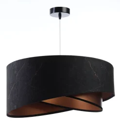 Pendelleuchte rund Stoff D: 50 cm E27 in Schwarz Kupfer