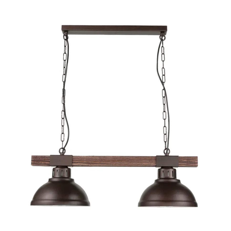 Pendelleuchte rustikal 2-flmg HAKON Braun Echtholz